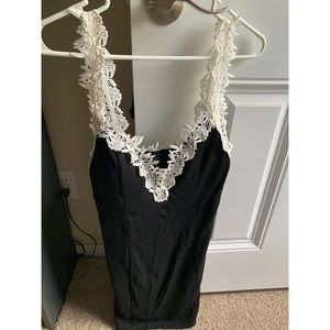Forever 21 black dress with white flower straps